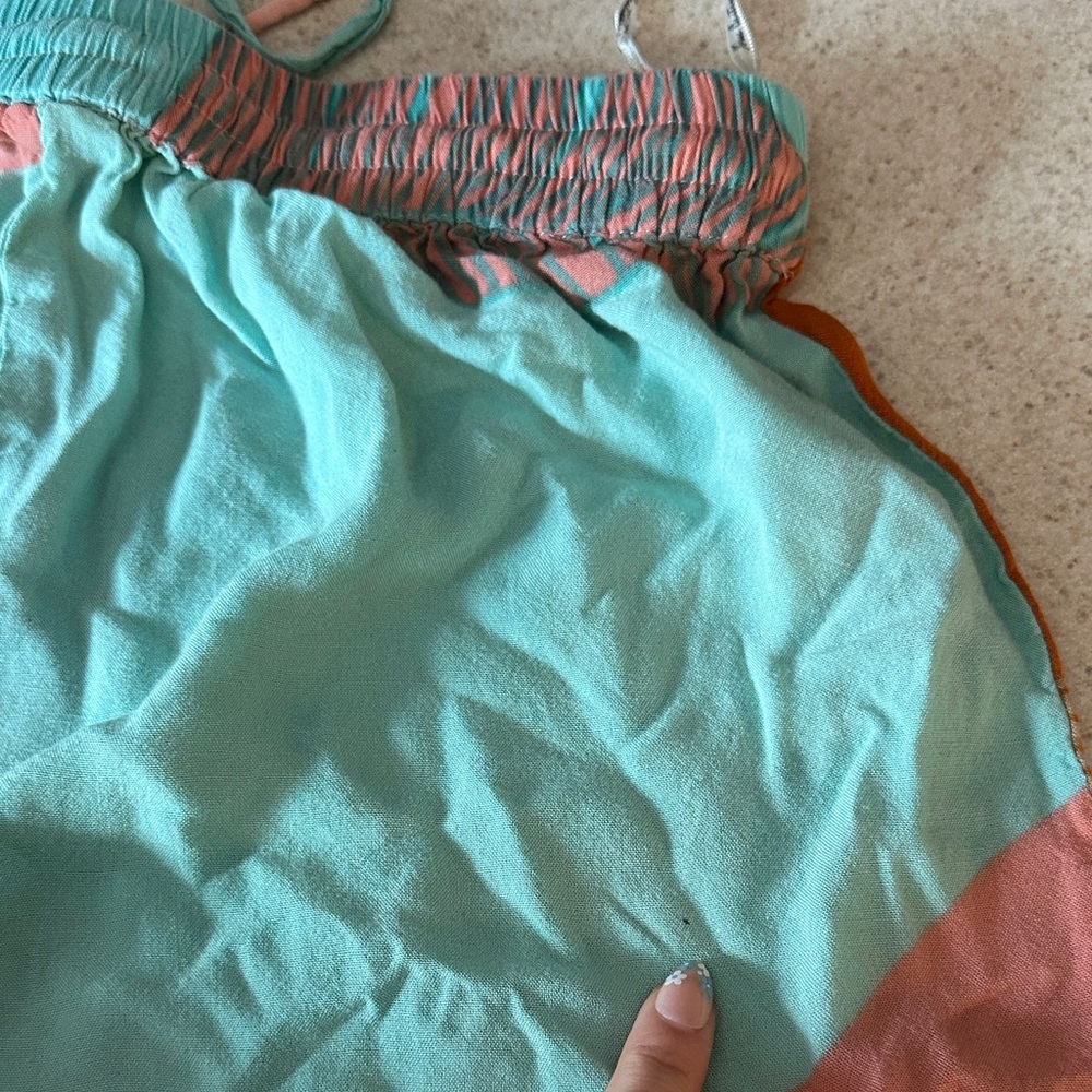 True Destinations Wide Leg Tropical Print Pull-On Pants Pink & Teal Womens Small - Picture 12 of 12